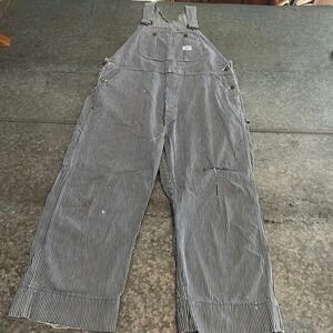 Vintage Big Mac Railroad Hickory Striped Overalls 41x24 USA Union Square Bak